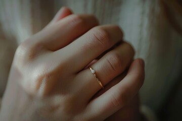 Woman is taking off the ring from hand