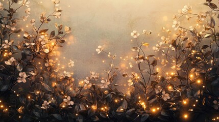 Fototapeta premium Glowing floral arrangement with warm lights.