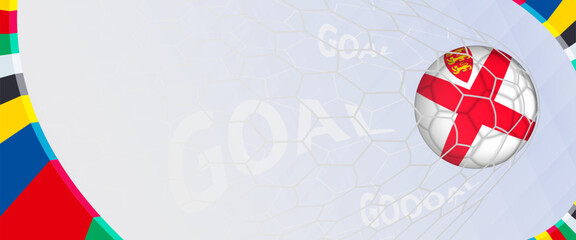 Naklejka premium Celebration Goal for Jersey football team in colorful design. Perfect for illustrating soccer success, international football tournaments, and sports-themed promotions.