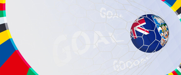 Celebration Goal for Falkland Islands football team in colorful design. Perfect for illustrating soccer success, international football tournaments, and sports-themed promotions.