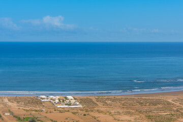 Seaside landscape of the Moroccan countryside seen from along the road in the Safi region