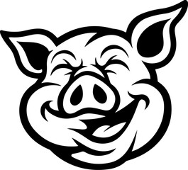 Illustration of a pig head isolated on white background. Pork meat. Design element for poster, menu ,card.