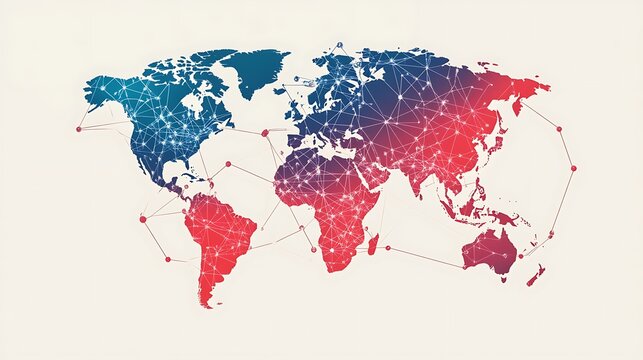Globally Connected: Vibrant Vector World Map Illustration. AI Generated