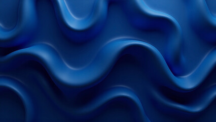 Obraz premium Wavy navy blue silk satin fabric texture surface wallpaper background
