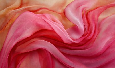 Obraz premium Abstract background of a semitransparent silk fabric of red color.