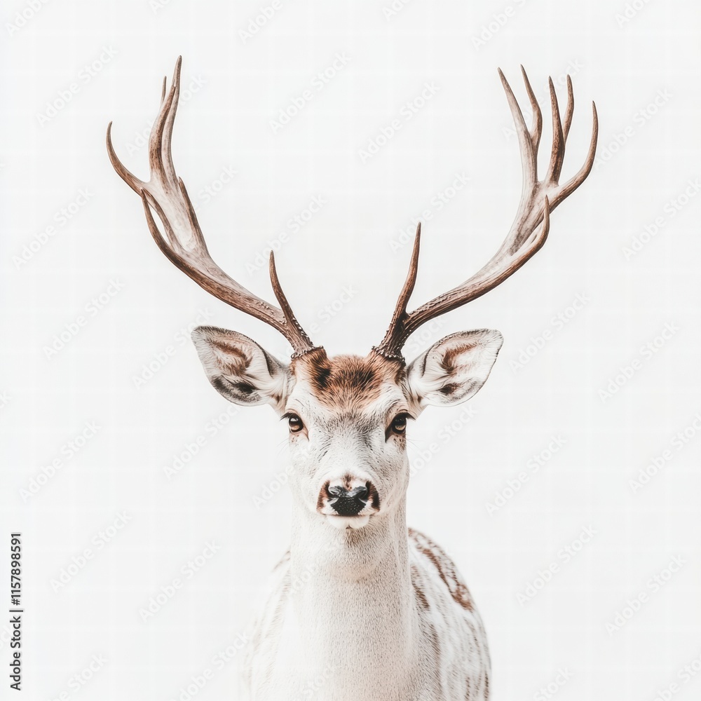 Fototapete elegant deer with branching antlers in a bright setting perfect for mock up designs. generative ai