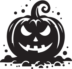 A spooky Halloween pumpkin icon with a carved jack-o'-lantern face. Perfect for Halloween decor, party invites, or seasonal designs. Great for digital and print projects.