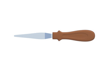 Single cake decorating spatula isolated on white background. Confectionery tool. Professional equipment. Top view. 3d rendering