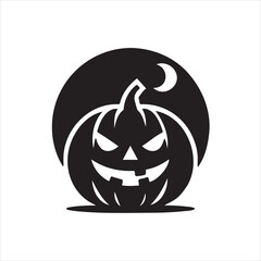A spooky Halloween pumpkin icon with a carved jack-o'-lantern face. Perfect for Halloween decor, party invites, or seasonal designs. Great for digital and print projects.