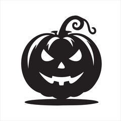 A spooky Halloween pumpkin icon with a carved jack-o'-lantern face. Perfect for Halloween decor, party invites, or seasonal designs. Great for digital and print projects.