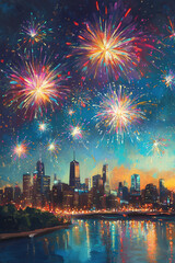 city skyline at night