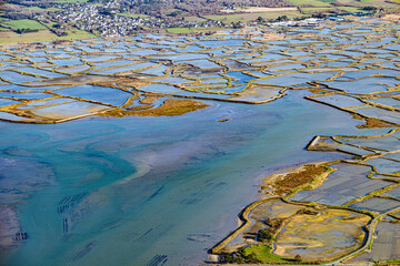 Loire River estuary and La baule Marsh on atlantic ocean coast