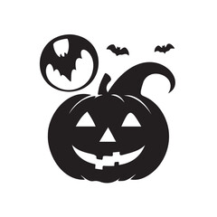 A spooky Halloween pumpkin icon with a carved jack-o'-lantern face. Perfect for Halloween decor, party invites, or seasonal designs. Great for digital and print projects.