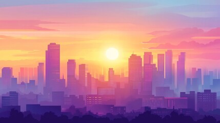 Aerial Urban Sunset View in Gigapixel Quality