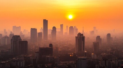 Golden Hour City Skyline with High Contrast