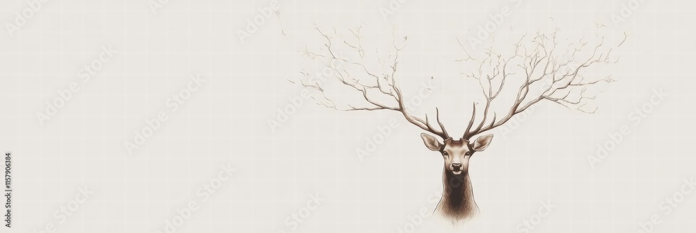 Poster elegant illustration of a deer with intricate antlers perfect for creative mockup or design projects