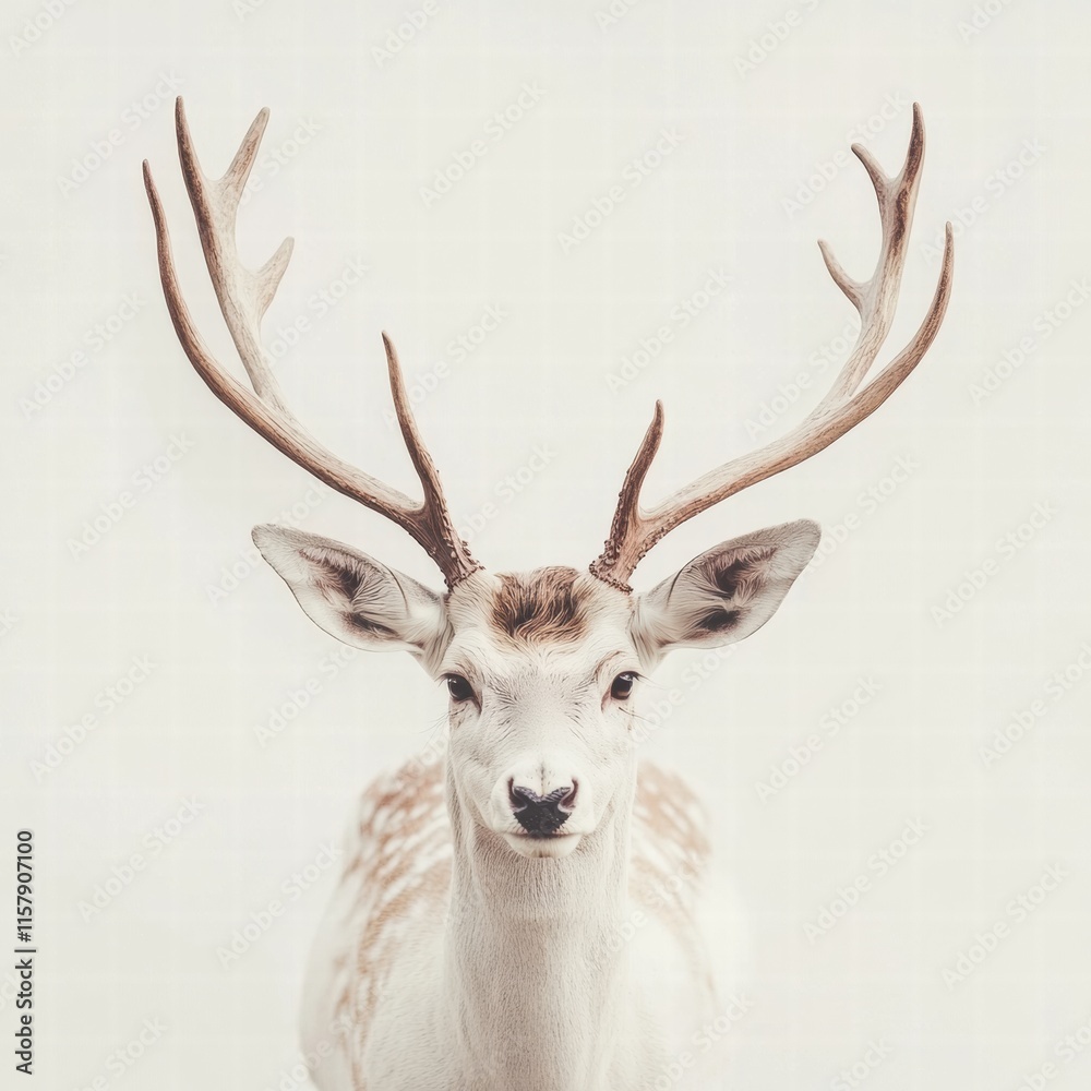 Poster elegant deer with majestic antlers showcasing grace in a minimalistic setting perfect for mock up de