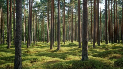 Fototapeta premium Serene Forest Landscape with Gentle Lighting