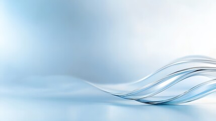 Blue background with a wave pattern. The wave is made up of silver lines