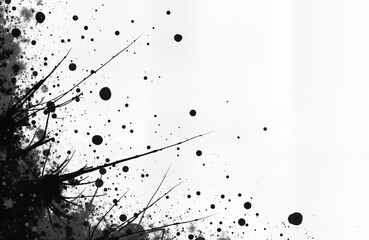 Abstract grunge style black, white illustration. Ink splatters, cracks create textured design. Suitable for graphic design projects backgrounds. Ideal for posters, modern art. Unique artistic style.