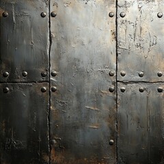 Fototapeta premium Dark metal texture background with rivets.