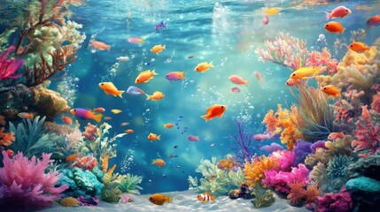 Naklejka premium Vibrant Tropical Fish Swimming in a Stunning Home Aquarium Display