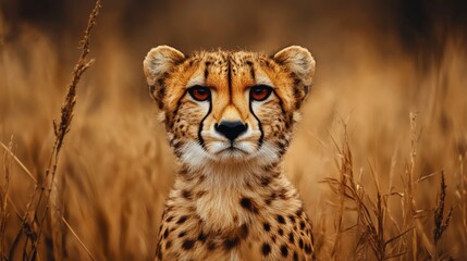 Obraz premium Wildlife Cheetah Portrait in Urban Golden Hour Light