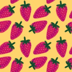 Summer fruit seamless strawberry berry pattern for wrapping paper and fabrics