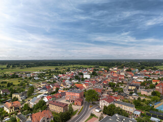 Obraz premium Summer aerial skyline cityscape of Wieleń, Wielkopolska, Poland. Wide panoramic view
