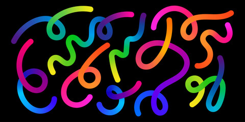 Abstract colorful gradient  rainbow line shapes. Vector graphic wavy color line. Colorful fluid wave lines pattern.