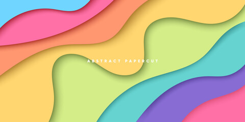 Paper cut banners set with 3D abstract background and wavy shapes. Liquid wavy colorful background vector design layout for business presentations, flyers, posters, invitations, etc.