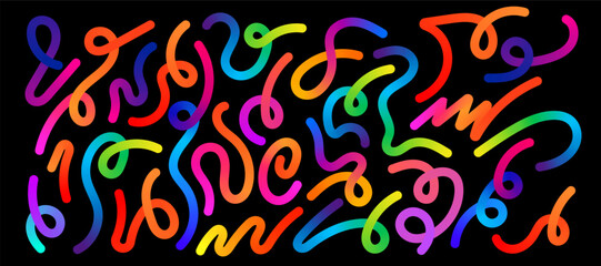 Abstract colorful gradient  rainbow line shapes. Vector graphic wavy color line. Colorful fluid wave lines pattern.