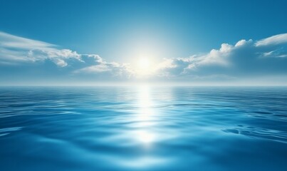 Fototapeta premium For the background, blue and bright water surface with reflection of the sun in a swimming pool