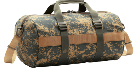 Camouflage Tactical Duffel Bag for Outdoor Adventure Isolated on transparent background