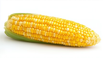 Ripe Yellow Corn Cob Fresh Harvest Closeup Studio Shot