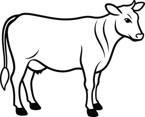 Cow Silhouette icon illustration Vector White Background. Dairy cattle or dairy cow icon