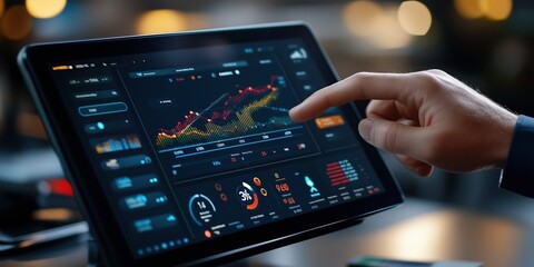 Interactive Data Dashboard Modern Financial Graph Display Tablet