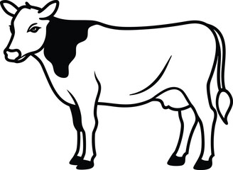 Cow Silhouette icon illustration Vector White Background. Dairy cattle or dairy cow icon