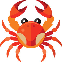 Colorful red crab vector illustration. Sea creature in flat design. Shell crab icon isolated on white background. 