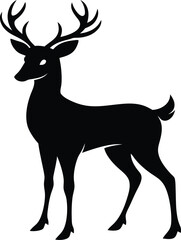 Fototapeta premium Deer Vector Illustration Black and White Silhouettes.