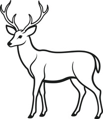 Deer Vector Illustration Black and White Silhouettes.