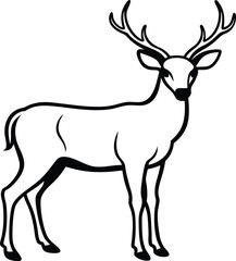 Deer Vector Illustration Black and White Silhouettes.