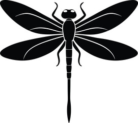 Macro shots, showing of eyes dragonfly and wings detail. Dragonfly Line Art Drawing. Minimalistic Black Sketch Linear Design of Beautiful Dragonfly for Wall Art, Poster, Print, Logo, Business Card. 