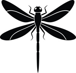 Macro shots, showing of eyes dragonfly and wings detail. Dragonfly Line Art Drawing. Minimalistic Black Sketch Linear Design of Beautiful Dragonfly for Wall Art, Poster, Print, Logo, Business Card. 