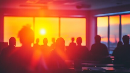 Classroom Setting with Low Light at Sunset
