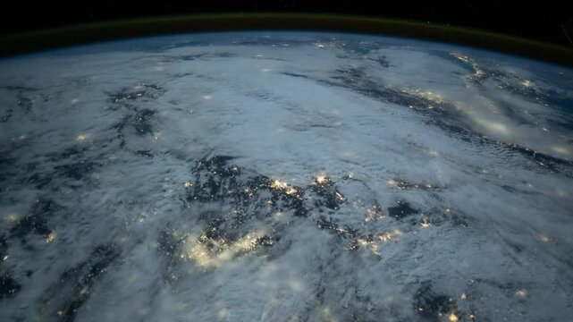 Nocturnal flight over Europe and the Middle East. As seen from the International Space Station. Elements of this image furnished by NASA.