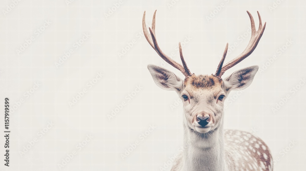 Aufkleber Elegant deer with intricate branching antlers against a soft background creating a serene and peaceful ambiance. Generative AI