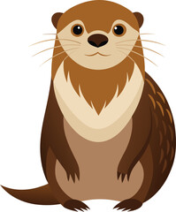 Vector Illustration of Sea Otter Silhouette. Vector of Asian Otter, Aonyx cinerea or Oriental Small-clawed Otter on whiet background.