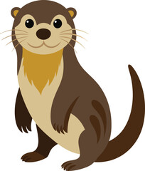 Vector Illustration of Sea Otter Silhouette. Vector of Asian Otter, Aonyx cinerea or Oriental Small-clawed Otter on whiet background.