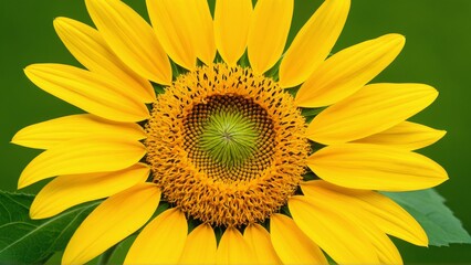 Naklejka premium Vibrant sunflower bloom against lush green background